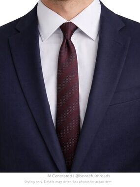 BOSS Slim Burgundy Stripe Microdot Silk Tie Italy 2.5” (3/$25)